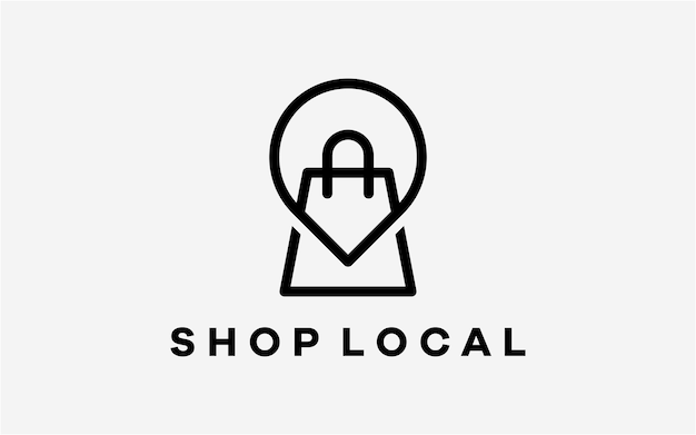 Tienda de diseño de logotipo con línea local moderna.