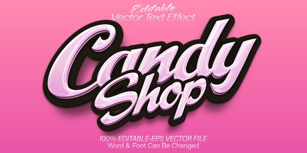 Tienda de dulces Efecto de texto vectorial Editable Alfabeto sabroso piruleta rosa delicioso dulce