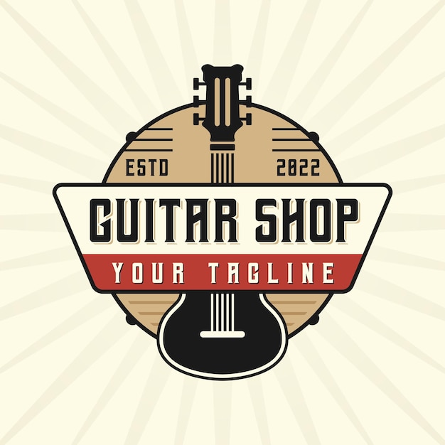 Tienda de guitarras logo retro vintage