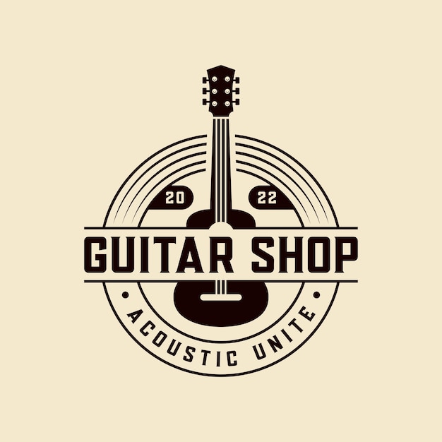 Tienda de guitarras logo retro vintage