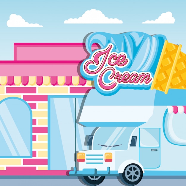 Vector tienda de helados van