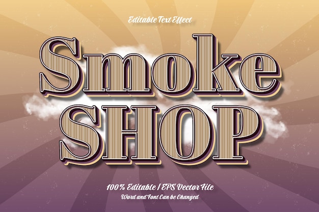 Tienda de humo efecto de texto editable estilo vintage 3D