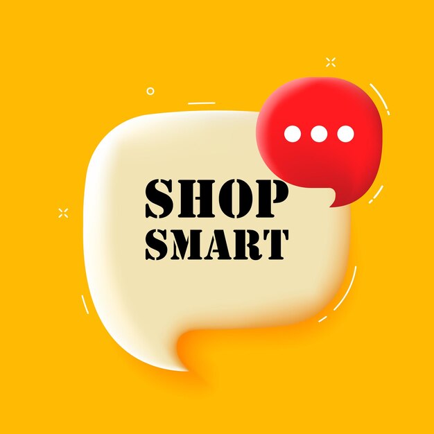Tienda inteligente Burbuja de habla con Tienda inteligente texto ilustración 3D estilo arte pop Icono de línea vectorial para negocios y publicidad