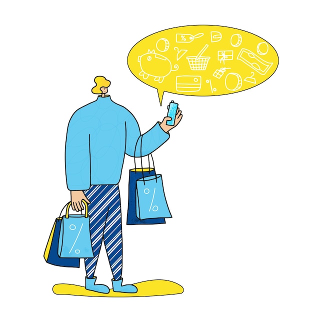 Tienda en línea concepto Smm escena de venta vectorial