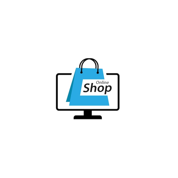 Tienda en línea logotipo tecnología símbolo diseño vector minorista web mercado comprar