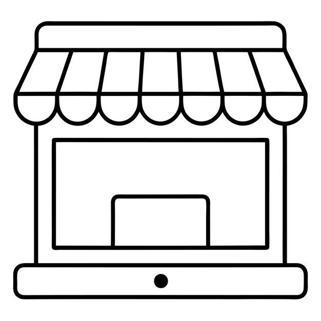 Tienda en línea Vector Line Art Silhouette Ilustración Diseño de comercio electrónico para plataformas digitales