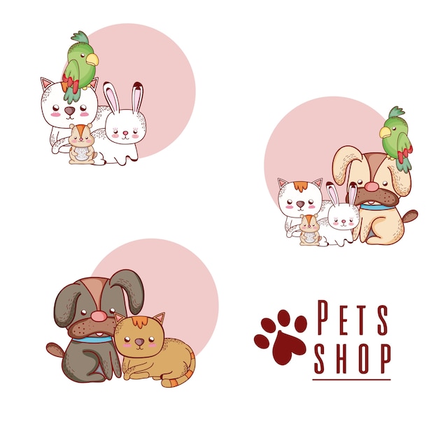 Tienda de mascotas dibujos animados lindos