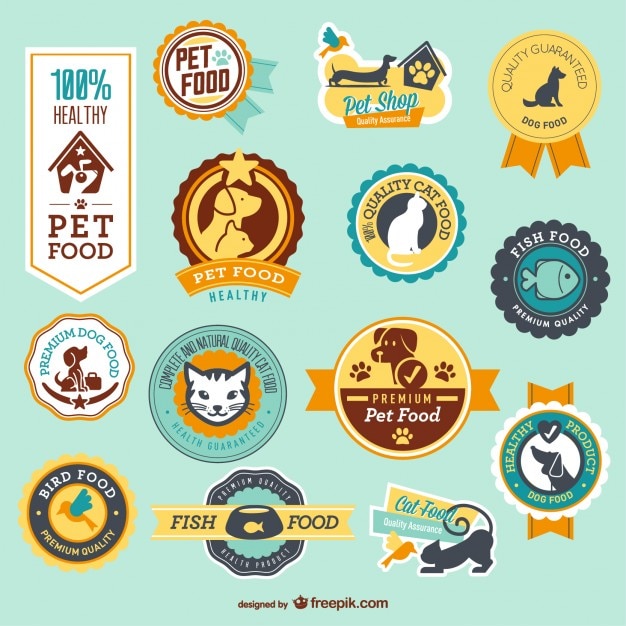 Vector tienda de mascotas insignias vectoriales