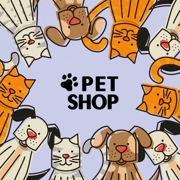Tienda de mascotas con mascotas