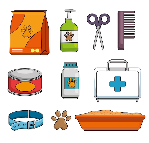 Tienda de mascotas set icons