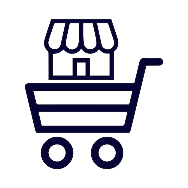 Tienda móvil carrito de compras monitor de computadora en línea icono de tienda en línea