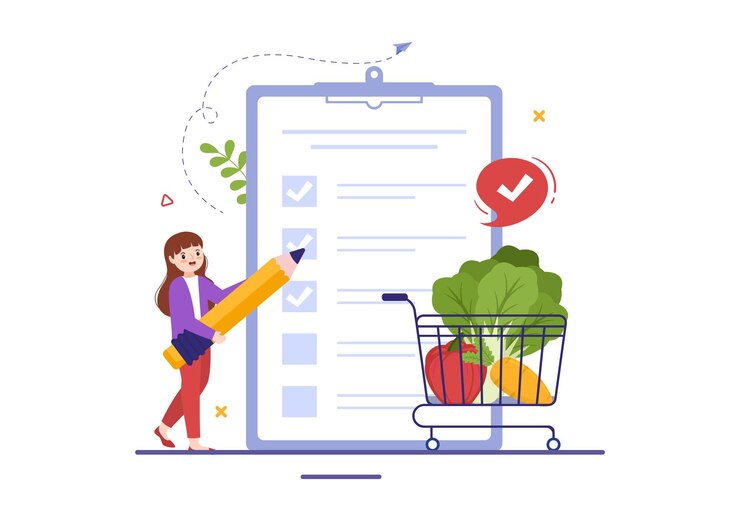 Vector tienda de nutrición con suplemento dietético de minerales como frutas frescas o verduras ilustración