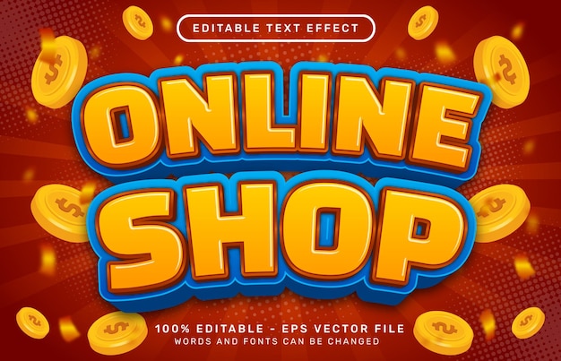tienda online efecto de texto 3d y efecto de texto editable