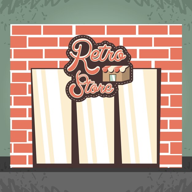 tienda retro edificio frente ilustración vectorial diseño