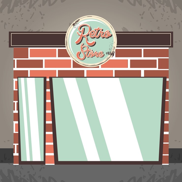 Vector tienda retro edificio frente ilustración vectorial diseño