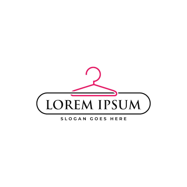 Tienda de ropa de diseño de logotipo vectorial con percha