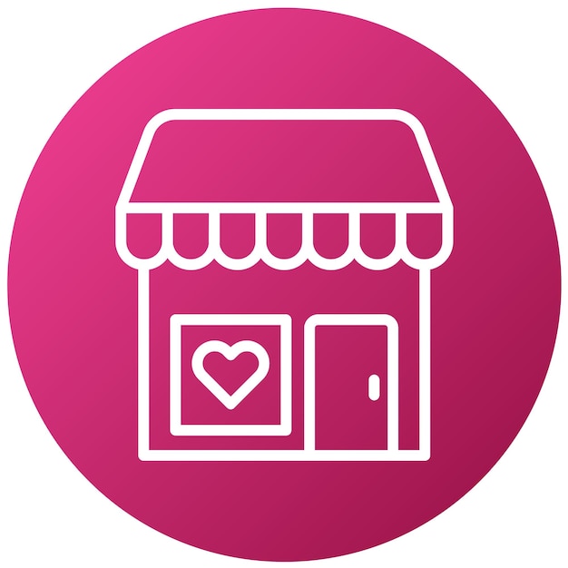 Vector una tienda rosa con un fondo rosa y un corazón en la parte superior