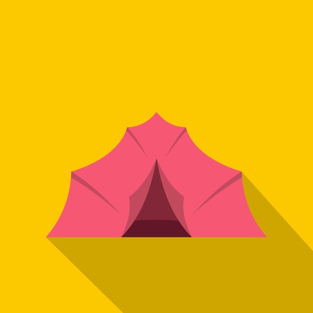 Tienda rosa para icono de camping. Ilustración plana de tienda de campaña rosa para icono de vector de camping para web