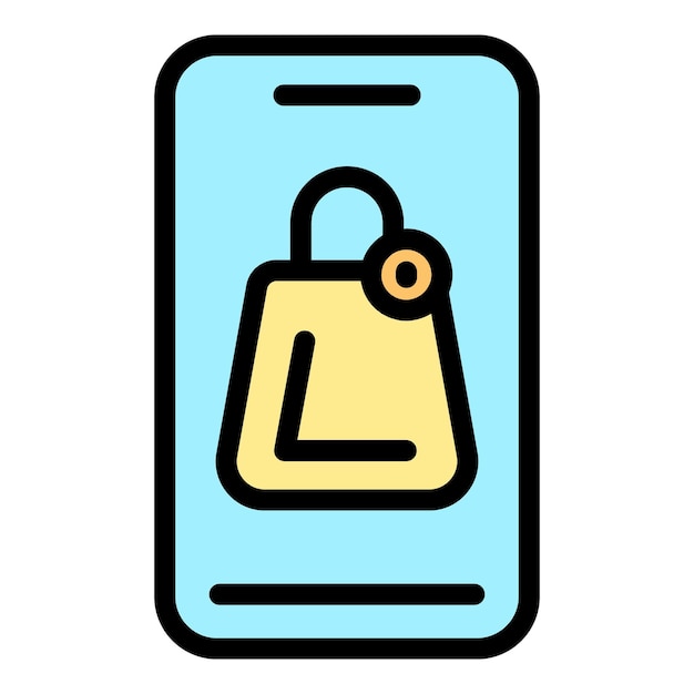 Tienda teléfono aplicación icono contorno vector Internet pantalla Datos comerciales color plano