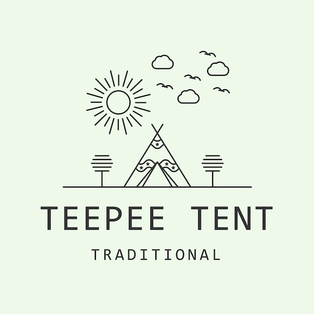 Tienda tipi logo icono línea arte minimalista diseño ilustración