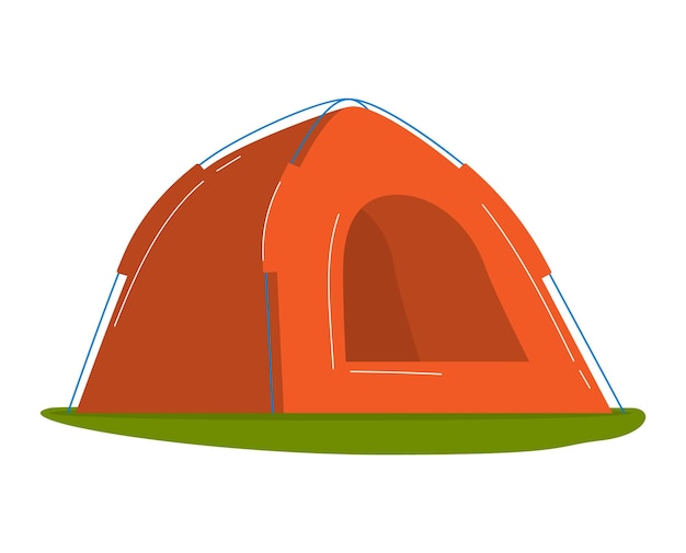 Tienda de viaje set equipo de camping verano aventura al aire libre diseño dibujos animados estilo vector ilustración aislado en blanco