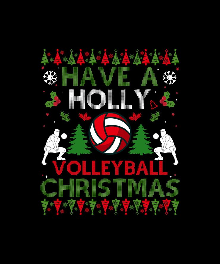Tienes una camiseta de navidad divertida de Holly Volleyball