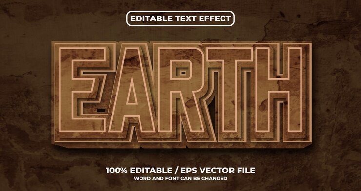 Vector tierra efecto de texto editable