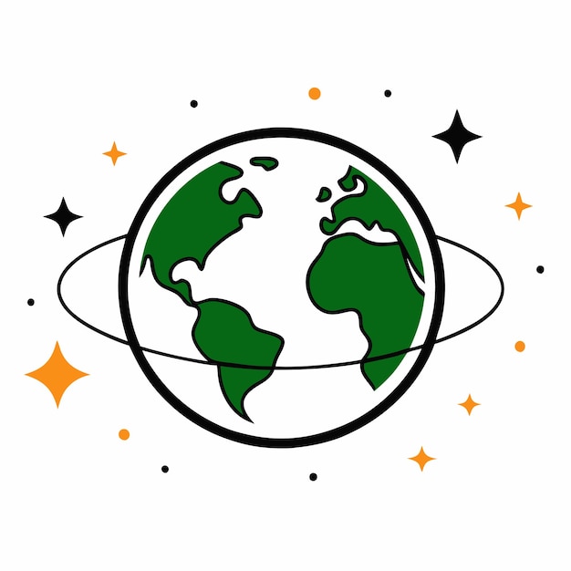 La Tierra en la ilustración vectorial de la galaxia en fondo blanco