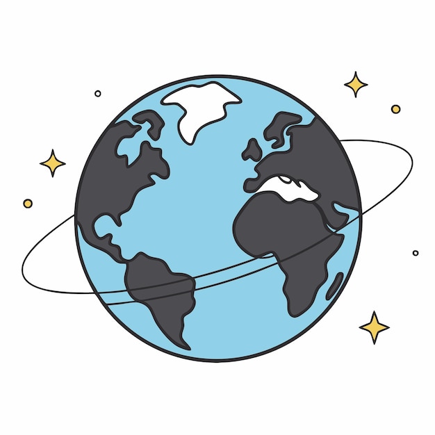 La Tierra en la ilustración vectorial de la galaxia en fondo blanco