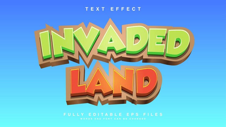 Vector la tierra invadida efecto de texto 3d efecto de texto moderno editable