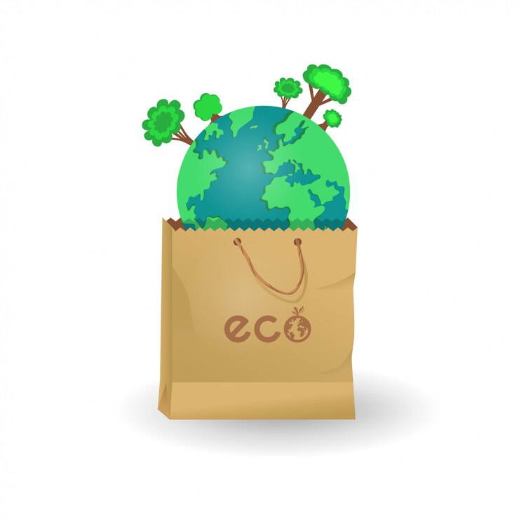 Vector tierra en papel y bolsas de plástico.