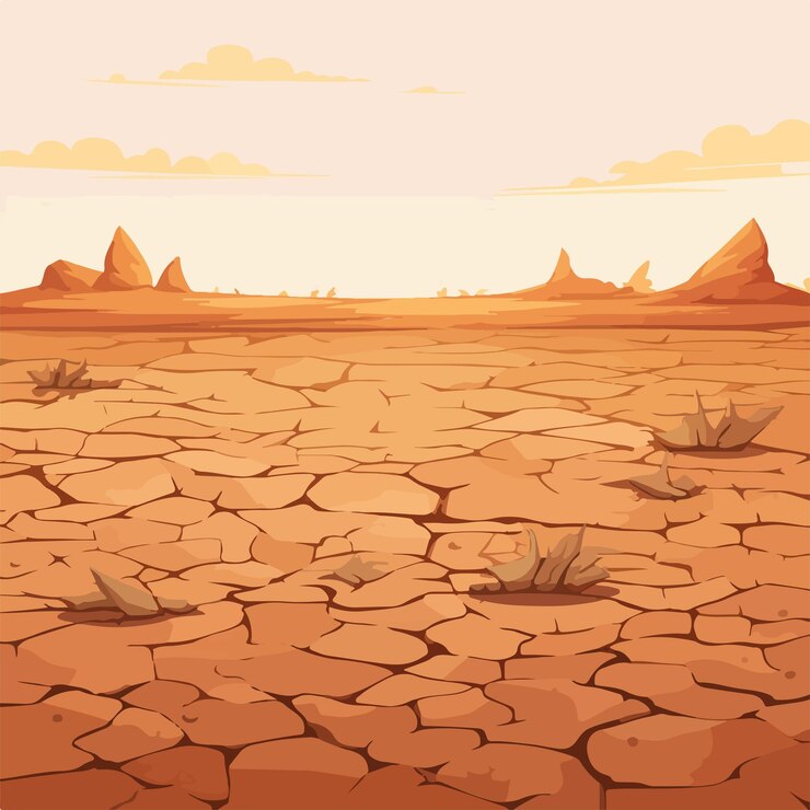 Vector una tierra seca y agrietada en una ilustración de fondo transparente