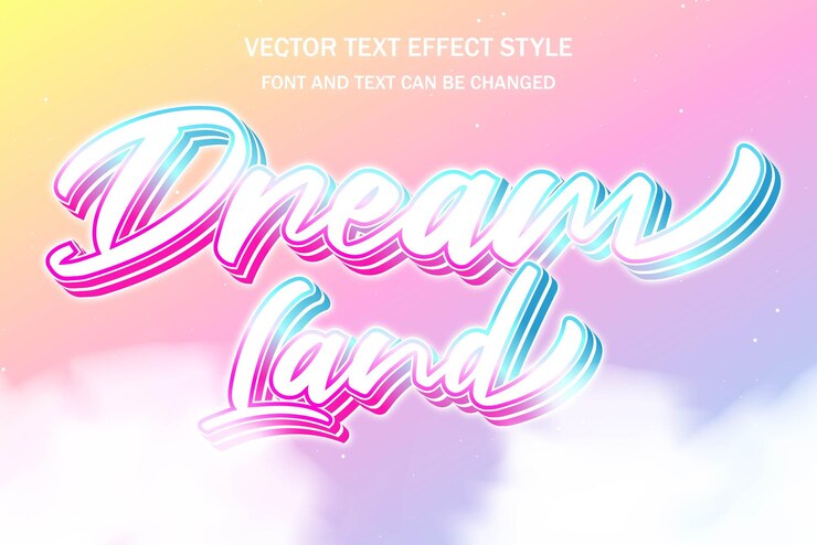 Vector tierra de los sueños colorida fantasía espumosa tipografía editable estilo de efecto de texto plantilla diseño de fondo