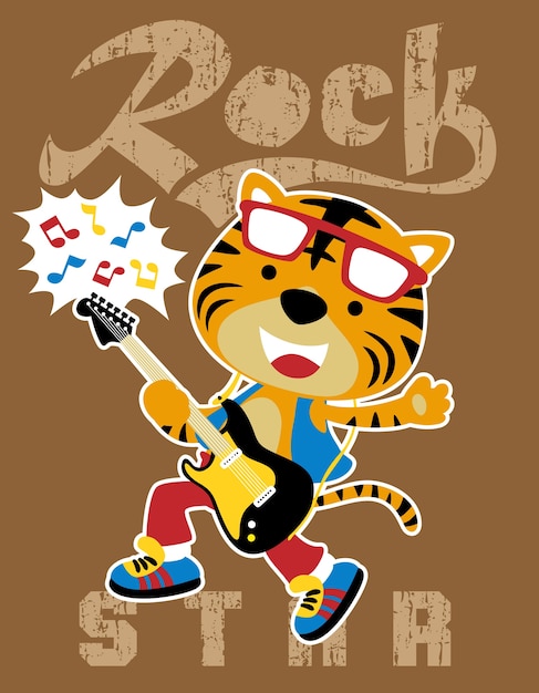 Tiger cartoon el guitarrista