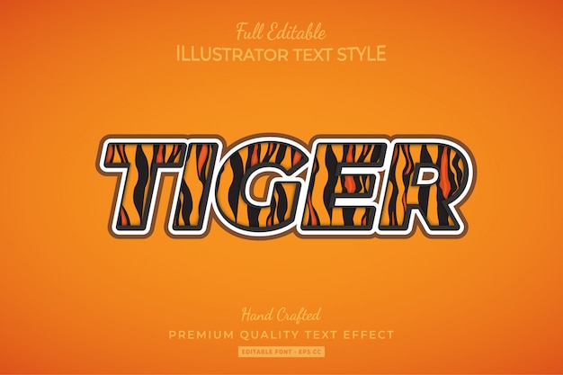 Tiger editable texto 3d efecto de estilo premium