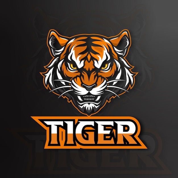 Tiger Head Mascot Esports Logotipo