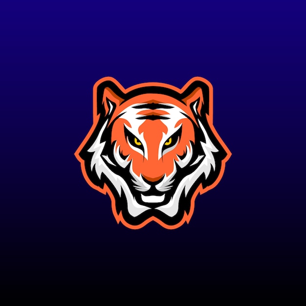 Vector tiger head mascota de juego. diseño de logotipo de tigre esports. ilustración vectorial