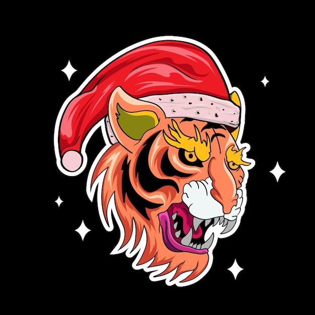 Tigre animal tema navideño Cabeza con estrella