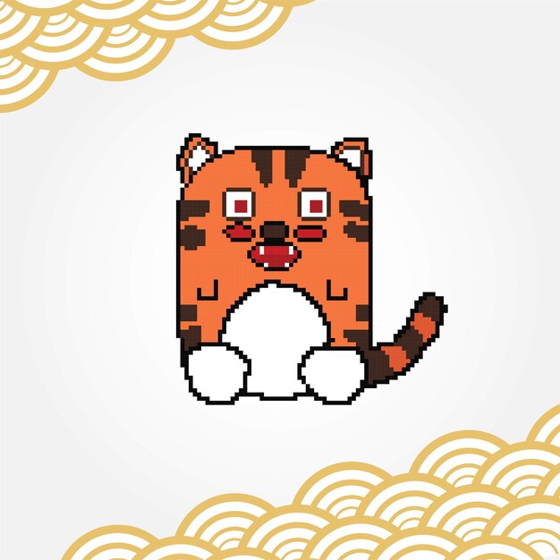 Tigre de año nuevo lunar. diseño pixelado