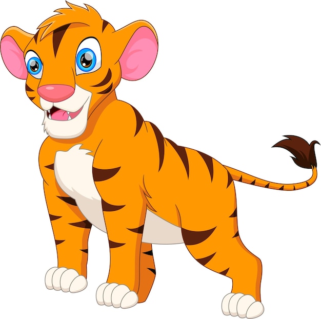 tigre bebé lindo en blanco