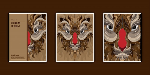 Vector tigre cabeza banners plantillas