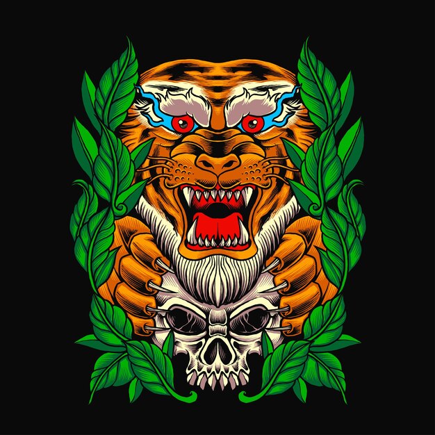 Vector tigre con calavera