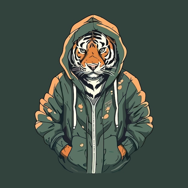 Vector tigre con capucha