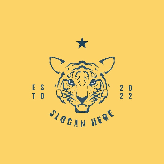 Tigre cara fresco estilo vintage logo animal vector camiseta mamífero fondo