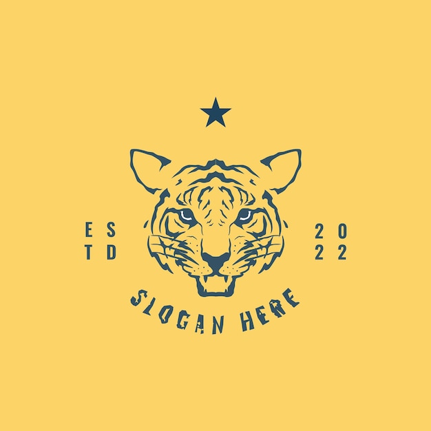 Tigre cara fresco estilo vintage logo animal vector camiseta mamífero fondo