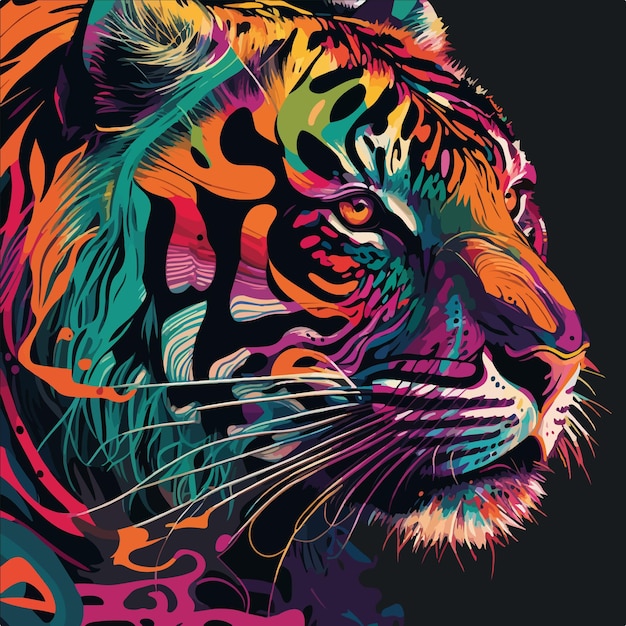 Tigre colorido ilustración de vector de arte pop