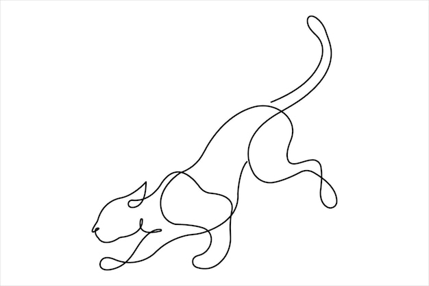 Tigre continuo un dibujo de una sola línea de estilo tigre animal salvaje contorno vector ilustración