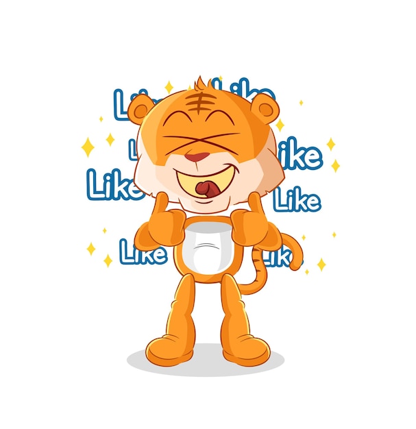 Tigre da muchos me gusta vector de dibujos animados