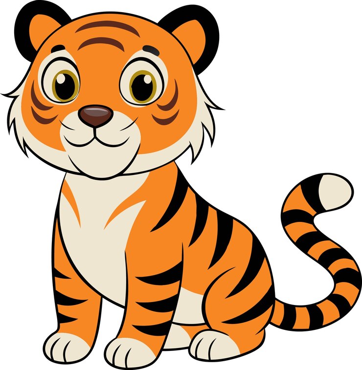 Un tigre de dibujos animados en la hierba