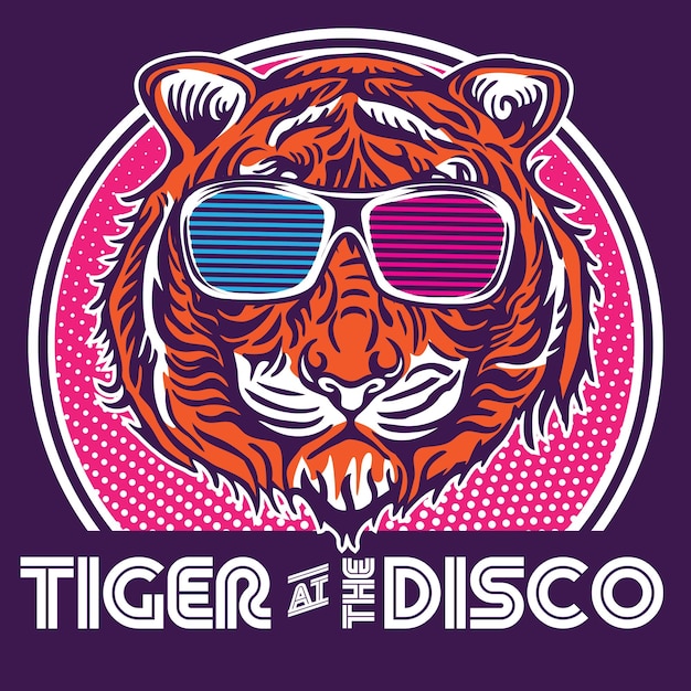 Tigre en el diseño del logotipo de la mascota de la discoteca